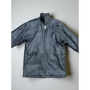 Marc New York Leather Jacket Black Quilted‎ Lined Zip Coat Women Small